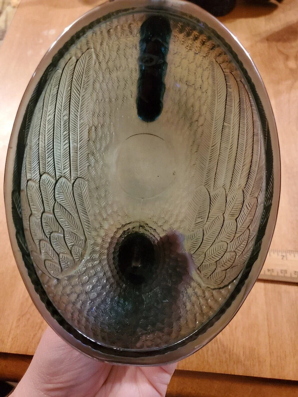 Vintage Indiana Glass Iridescent Carnival Blue Hen on Nest Top Only